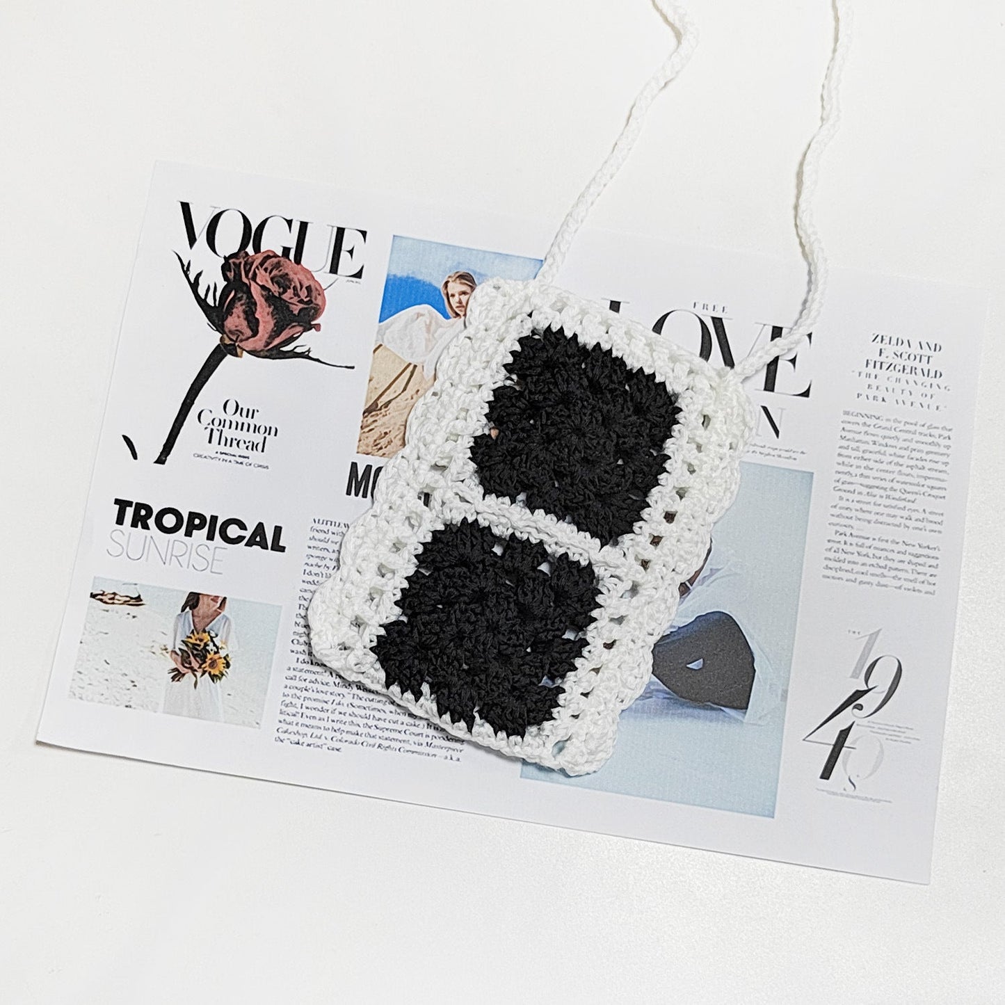 Handmade Woven Women Bag Net Red Ethnic Mobile Phone Bag Color Contrast Patchwork Single-Piece Crossbody Bag
