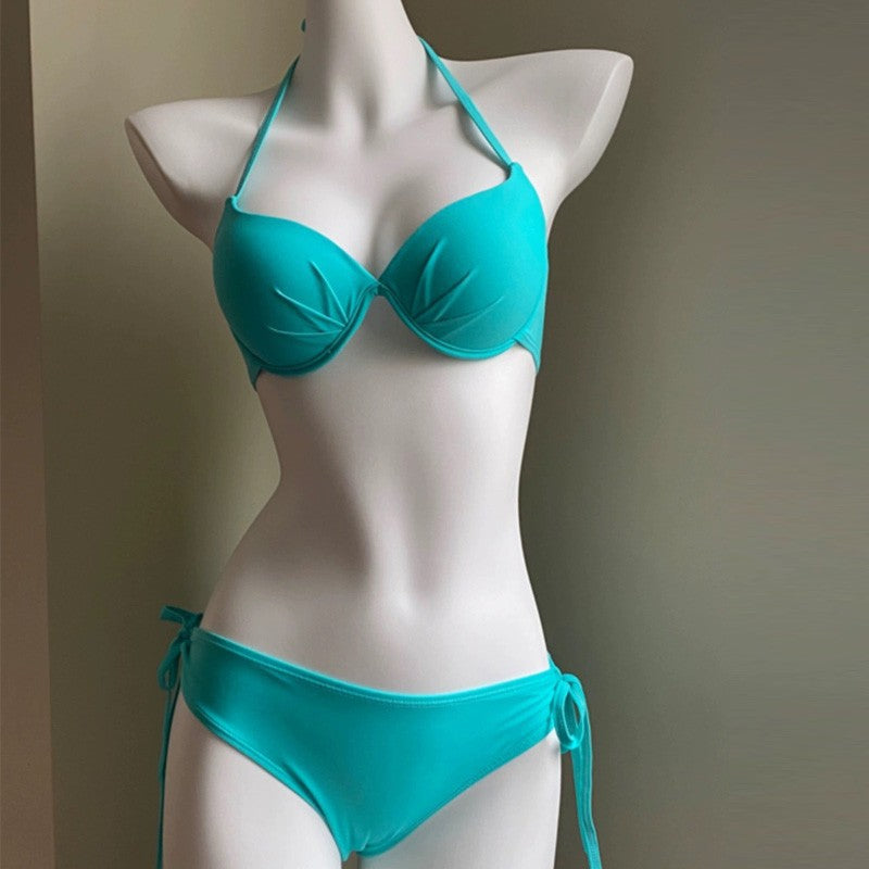 Spring Vacation Beach Bikini Swimsuit Women Steel Bracket Gathered Sexy Three Point Swimsuit Three Piece Sets