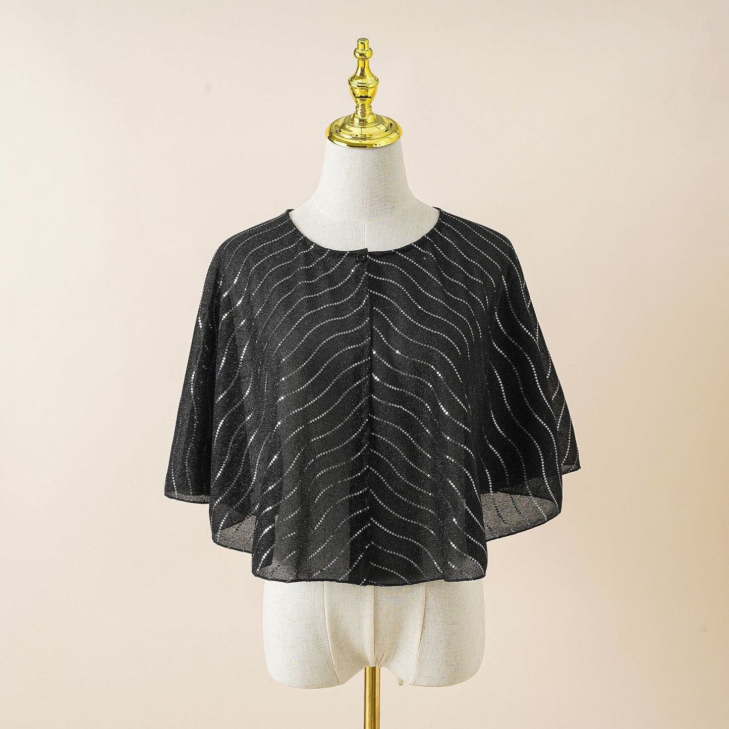 Women Short Silver Line Chiffon Short Shawl Cardigan Coat Korean All Matching Summer