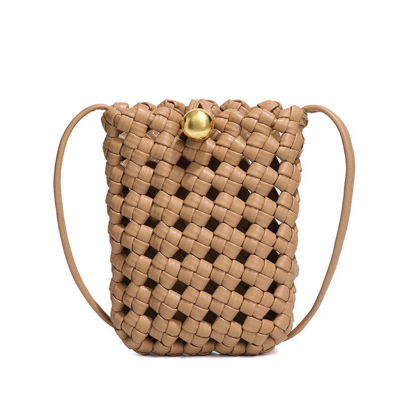 Maillard Hand Woven Convenient Compact Mini Shoulder Crossbody Mobile Phone Bag Gilding Buckle Small Square Bag Export Bag