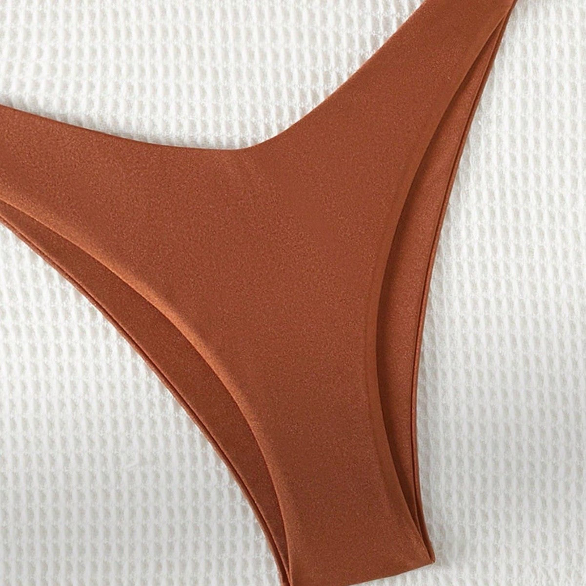 Swimsuit Solid Color Sexy High Leg Bikini Strap Halter Split Swimsuit for Women