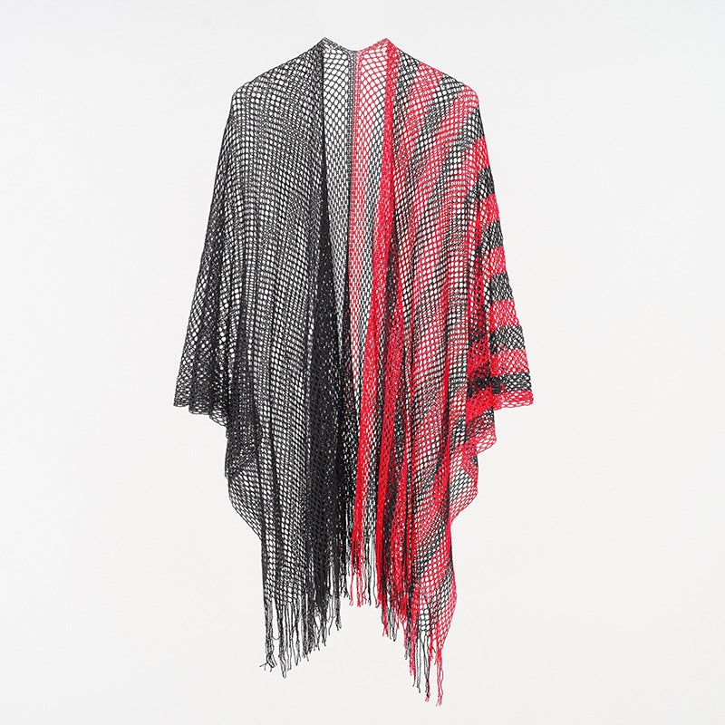 Sexy Mesh Sunscreen Striped Sunscreen Shawl Scarf Women Shawl