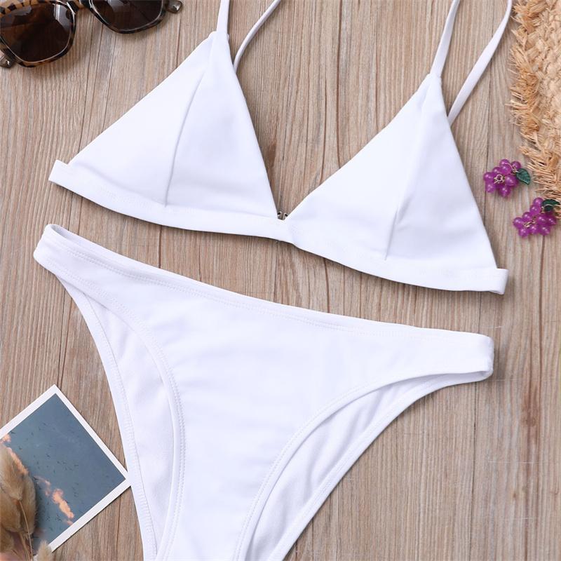 Clothing Women Split Plain Triangle Bag Bikini Sexy Bikini