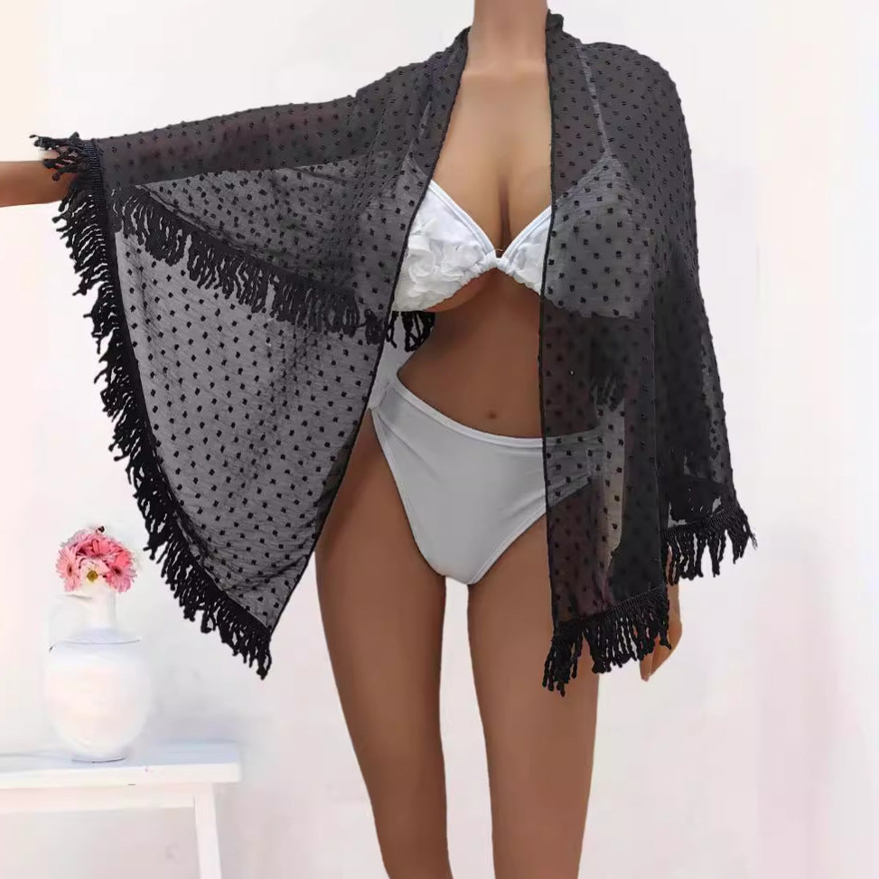 Women Clothing One Piece Beach Skirt Tassel Stitching Multiple Wear Anti-Sunburn Shawl