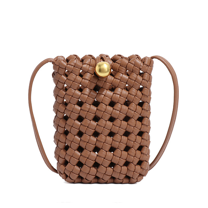 Maillard Hand Woven Convenient Compact Mini Shoulder Crossbody Mobile Phone Bag Gilding Buckle Small Square Bag Export Bag