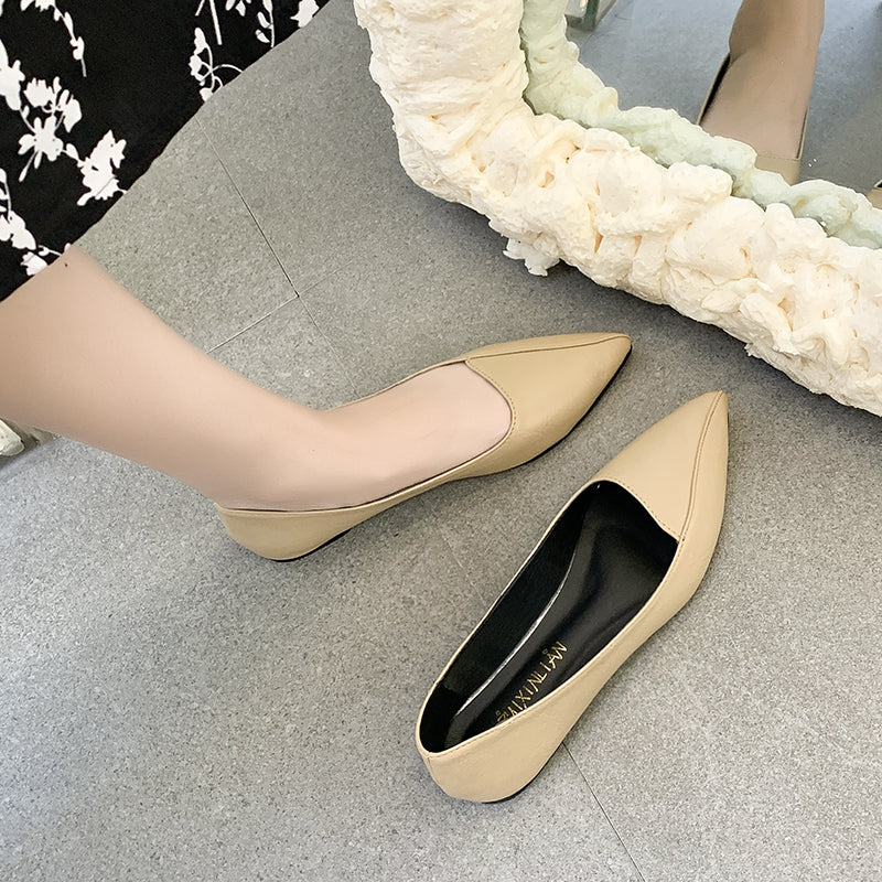 Flat shoes female 2021 early spring new pattern Sharp point Flat bottom comfort Doug shoes Internet celebrity Soft skin soft sole Versatile Ladle shoes tide