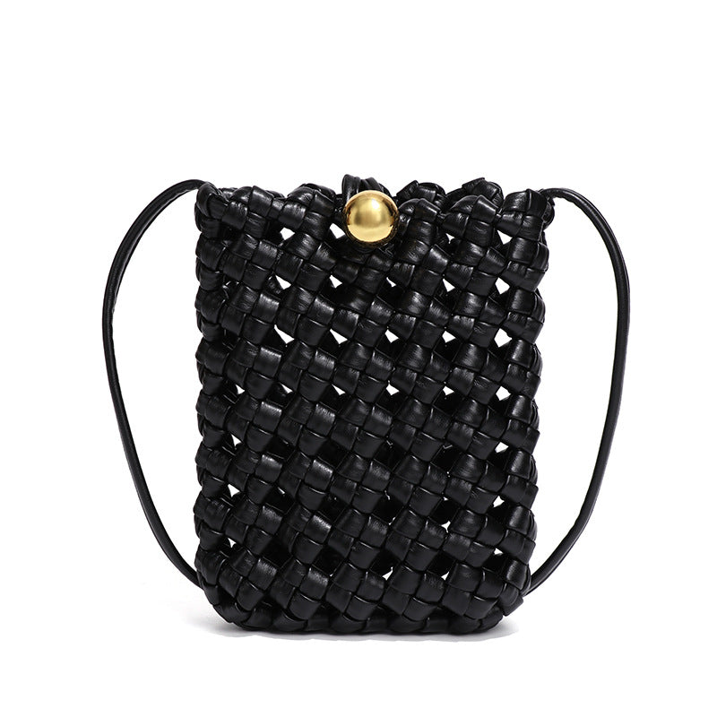 Maillard Hand Woven Convenient Compact Mini Shoulder Crossbody Mobile Phone Bag Gilding Buckle Small Square Bag Export Bag