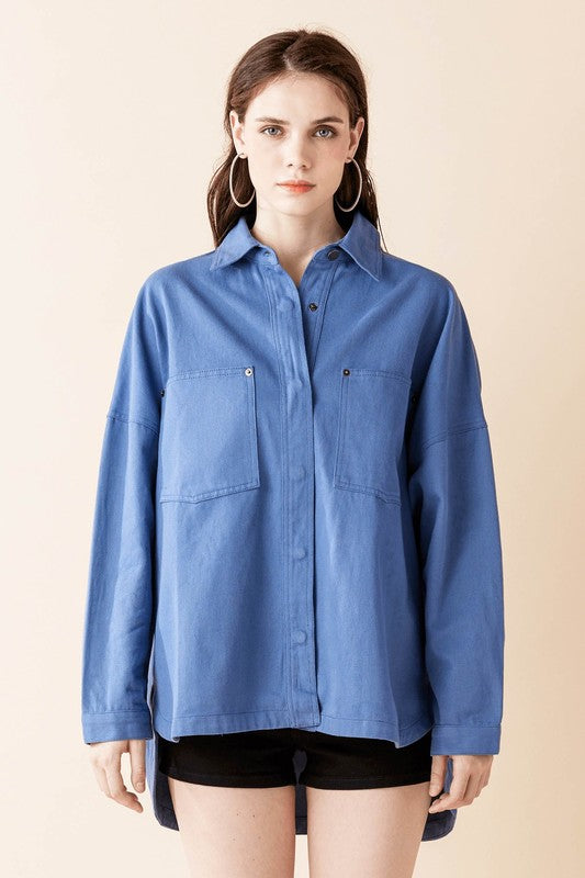 Designed with long cuffed sleeves for a relaxed yet polished vibe.
