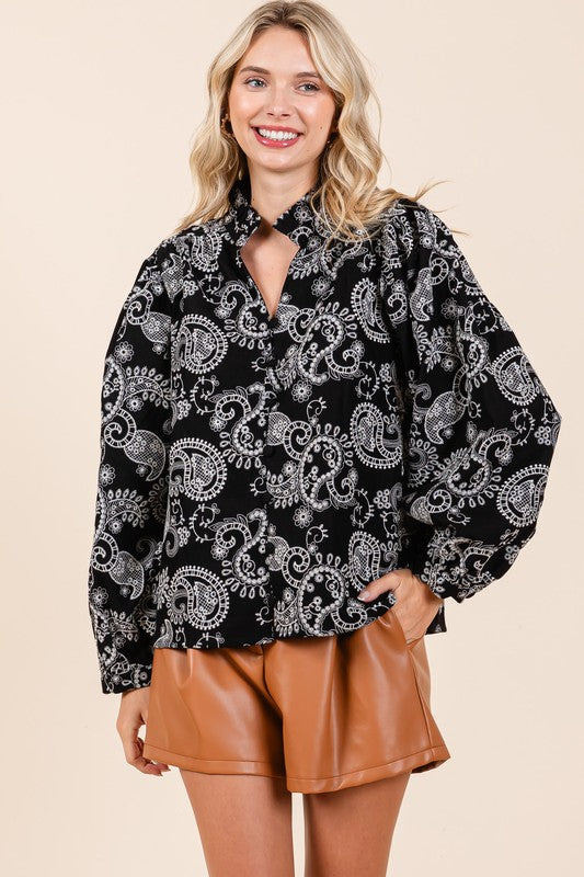 Ideal for dressing up or down — paisley, eyelet lace, and buttons for timeless style.