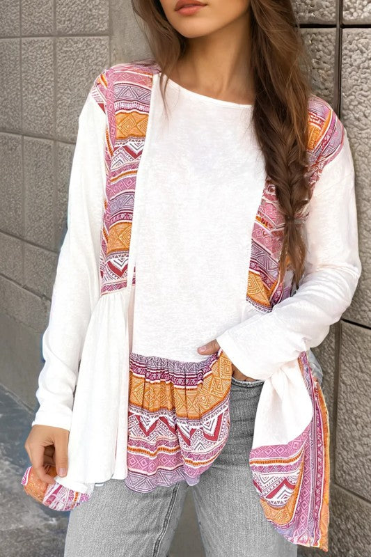 Sweet western-Aztec patchwork theme adds character to casual or dressy ensembles.