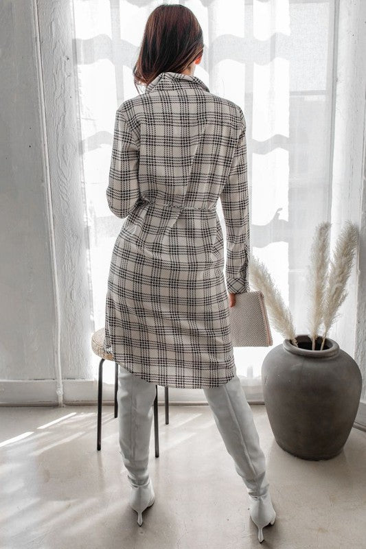 Rodeo plaid print midi shirt dress with button-down front, short sleeves, and collared neckline — casual yet polished style