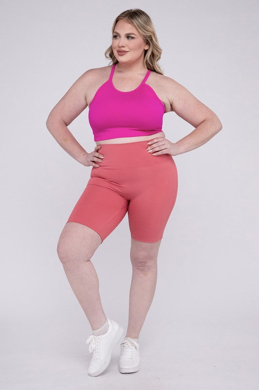 Say hello to your new favorite shorts—designed for curves, crafted for performance. The Plus Athletic High Rise Biker Shorts offer a sleek silhouette, supportive compression, and all-day comfort whether you're crushing a workout or running errands in style.