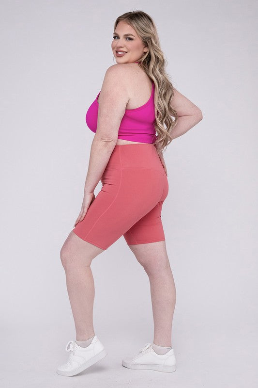 Say hello to your new favorite shorts—designed for curves, crafted for performance. The Plus Athletic High Rise Biker Shorts offer a sleek silhouette, supportive compression, and all-day comfort whether you're crushing a workout or running errands in style.