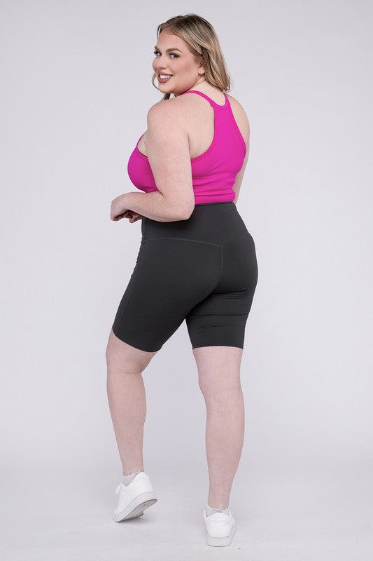 Say hello to your new favorite shorts—designed for curves, crafted for performance. The Plus Athletic High Rise Biker Shorts offer a sleek silhouette, supportive compression, and all-day comfort whether you're crushing a workout or running errands in style.