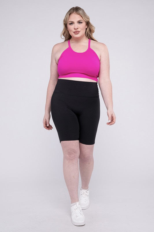 Say hello to your new favorite shorts—designed for curves, crafted for performance. The Plus Athletic High Rise Biker Shorts offer a sleek silhouette, supportive compression, and all-day comfort whether you're crushing a workout or running errands in style.
