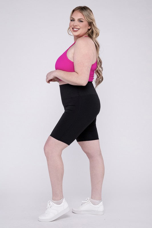 Say hello to your new favorite shorts—designed for curves, crafted for performance. The Plus Athletic High Rise Biker Shorts offer a sleek silhouette, supportive compression, and all-day comfort whether you're crushing a workout or running errands in style.