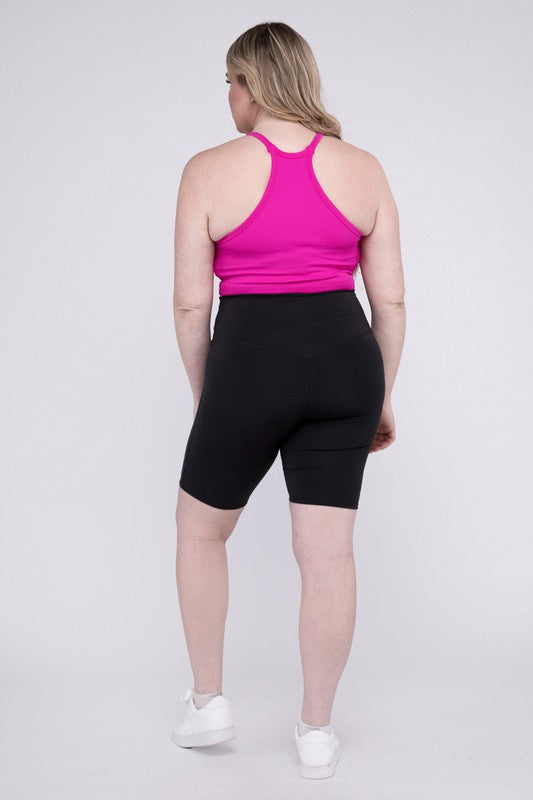 Say hello to your new favorite shorts—designed for curves, crafted for performance. The Plus Athletic High Rise Biker Shorts offer a sleek silhouette, supportive compression, and all-day comfort whether you're crushing a workout or running errands in style.
