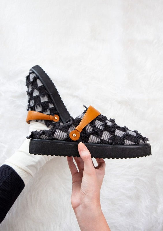 Casual slip-on sneakers featuring upper chunky platform sole, and back pull-tab for easy entry