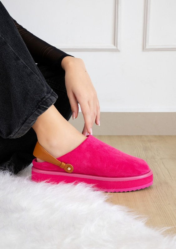 Casual slip-on sneakers featuring upper chunky platform sole, and back pull-tab for easy entry