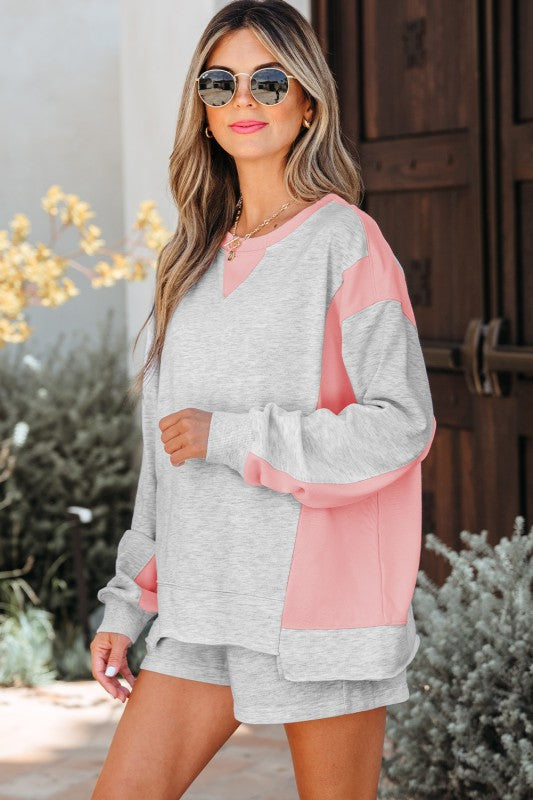 Raw Hem Pullover & Shorts Set