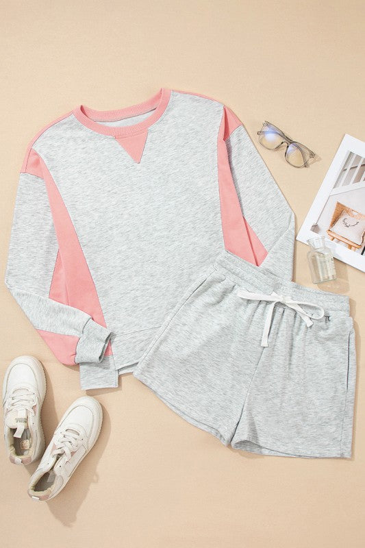 Raw Hem Pullover & Shorts Set