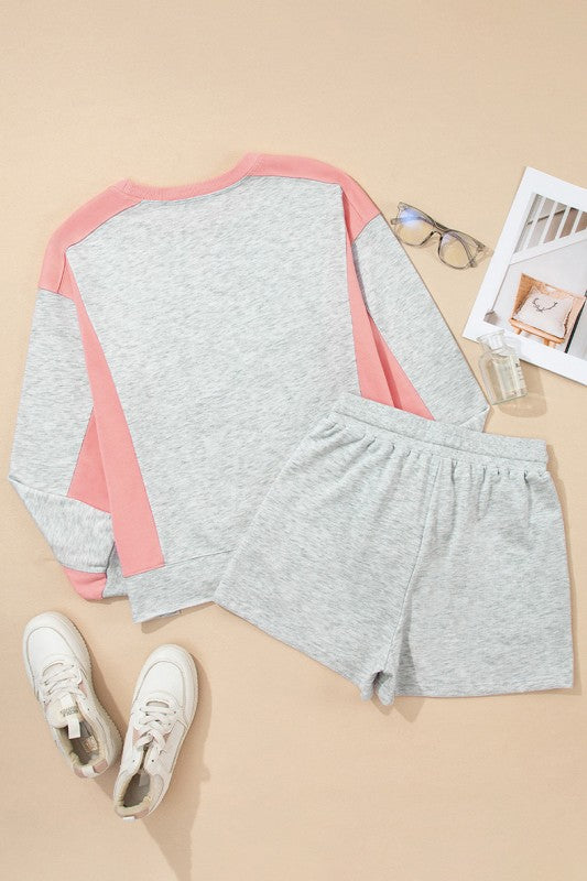 Raw Hem Pullover & Shorts Set