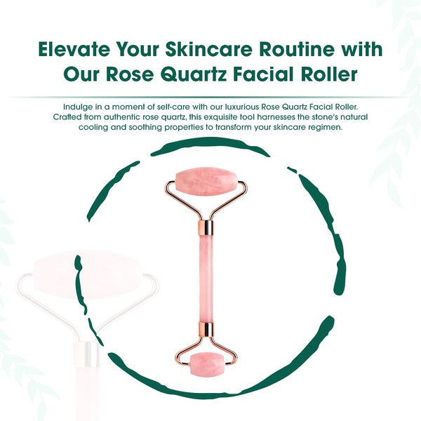 Rose Quartz Facial Roller with dual-ended design for facial massage and skincare enhancement
