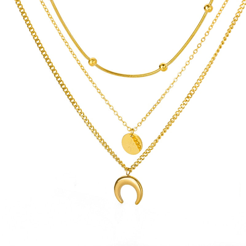 Vintage Lucky Four Leaf Clover Necklaces for Women Goth Love Heart Pendant Choker Chain Necklace Stainless Steel Jewelry Gift