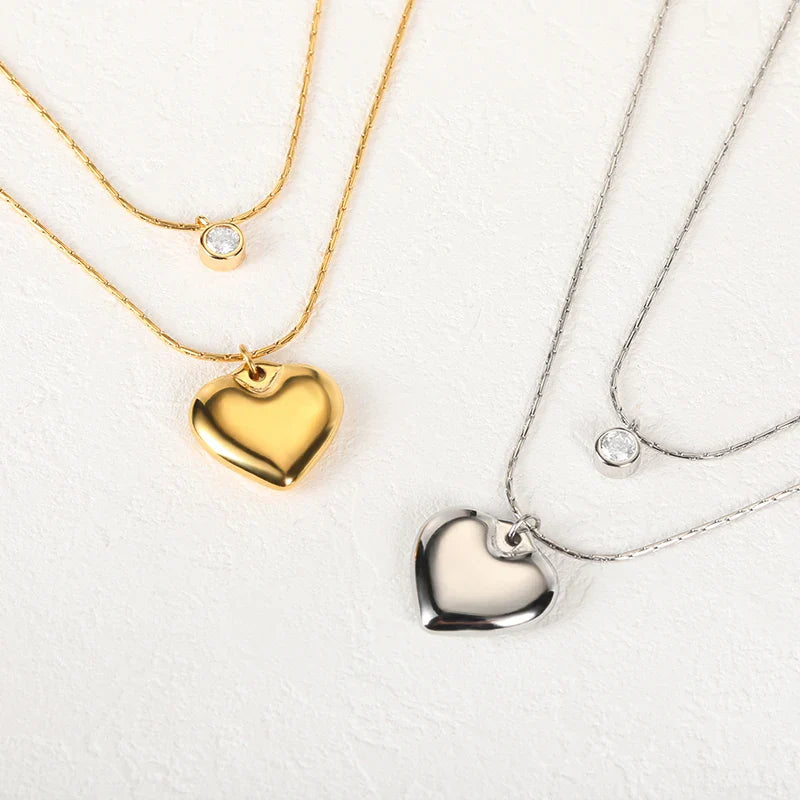 Punk Cuban Chain Heart Necklace For Women Hip Pop Stainless Steel Choker Fashion Wedding Party Jewelry Gift