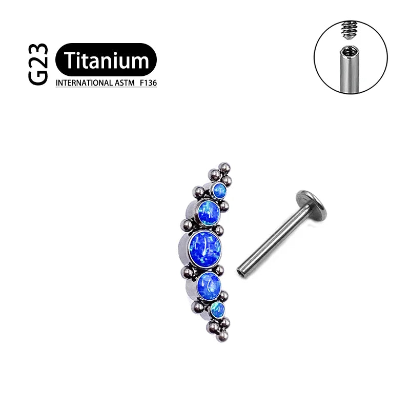 Titanium G23 Zircon Opal CZ Labret Internally Threaded Earring Helix Tragus Cartilage Prevent-allergies Ear Piercing Jewelry