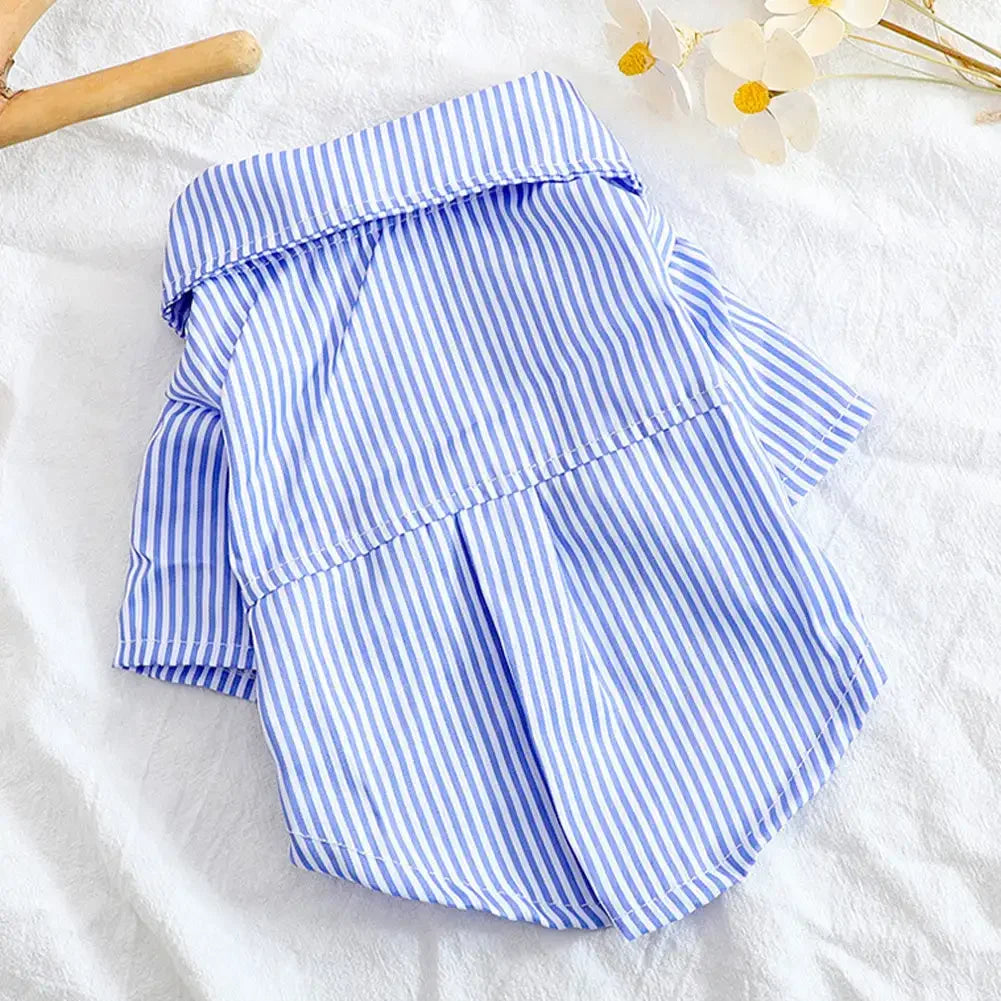 2024 Dog Clothes Bowknot Striped Shirts for Dogs Clothing Cat Small Thin Summer Blue Fashion Boy Girl Chihuahua Pet Products