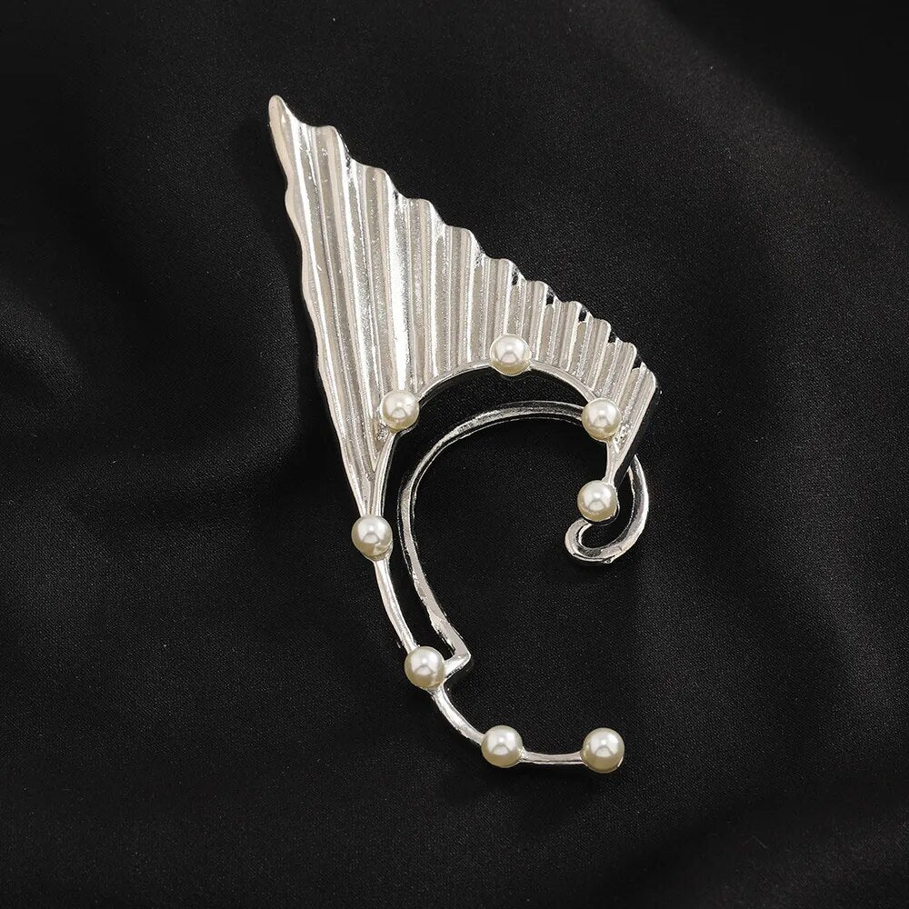 Punk Fairy Ear Cuff Earring Dark Elf Ear Clip No Piercing Earrings For Women Silver Color Goth Halloween Earcuff Jewelry