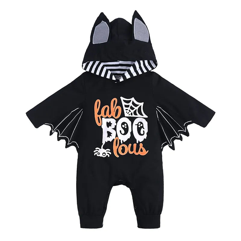 2023 Baby Halloween Cosplay Costume Solid Print Hat+Romper Bag Bone Pumpkin Bodysuit Gift Boy Girl Disguise Vampire Clothes