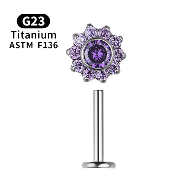 1pcs ASTM F136 Titanium 16G CZ Labret Medusa Monroe Piercing Helix Cartilage Conch Tragus Lobe Stud Earring Piercing Jewelry