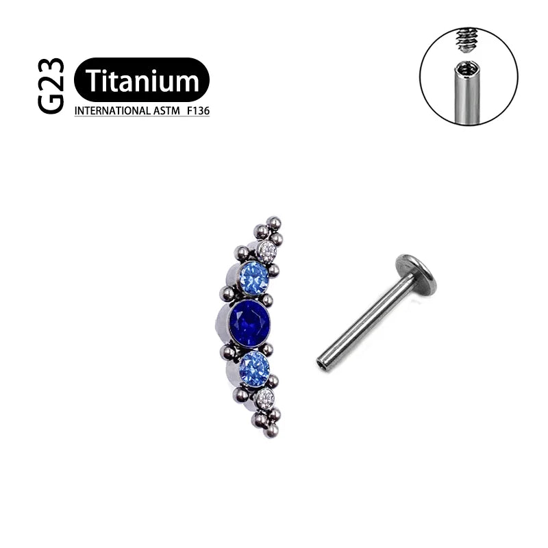 Titanium G23 Zircon Opal CZ Labret Internally Threaded Earring Helix Tragus Cartilage Prevent-allergies Ear Piercing Jewelry