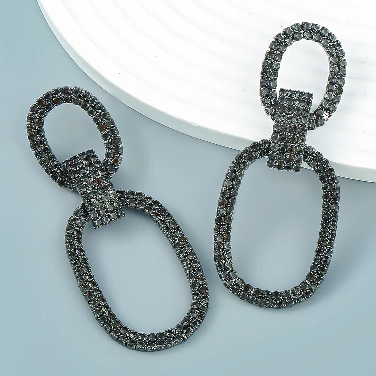 Fashion New Shiny Double-Sided Hanging Hollow Rhinestone Earrings Pendant Temperament women's Jewelry