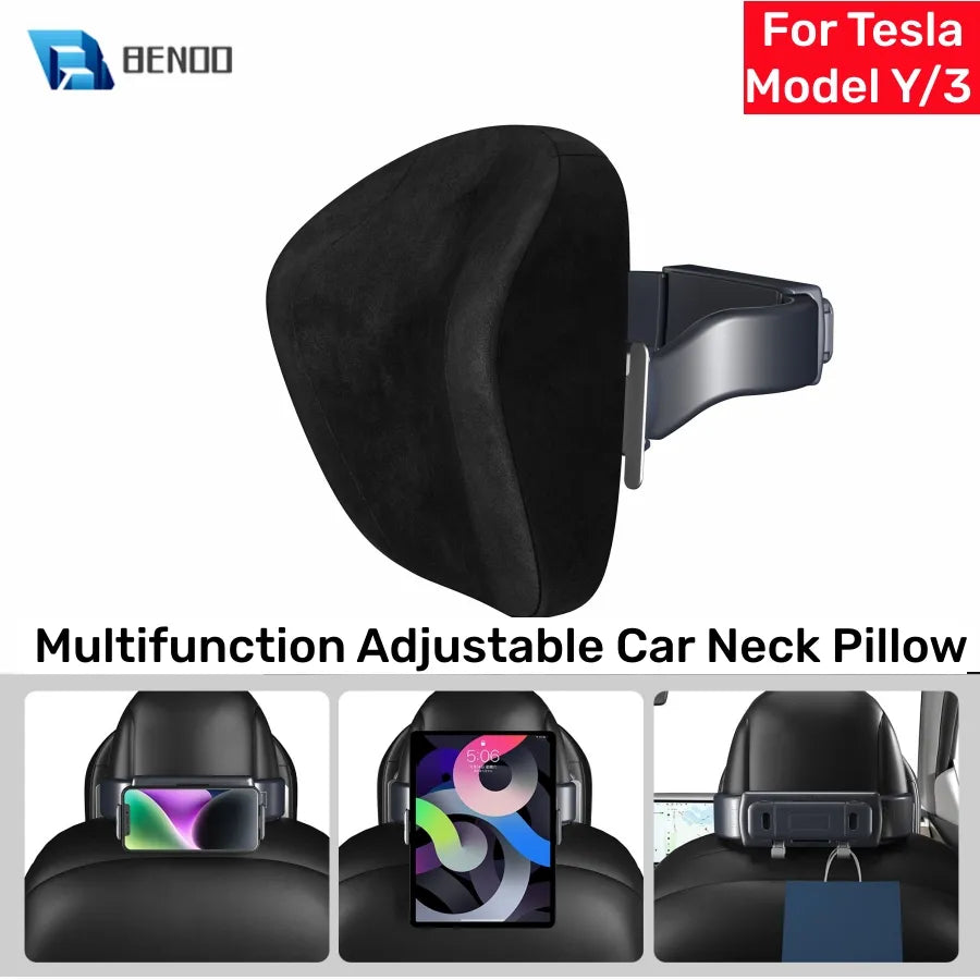 For Tesla Multifunction Adjustable Car Neck Pillow Model Y Model 3 Premium Vehicle Head Rest Support Headrest with Phone Holder