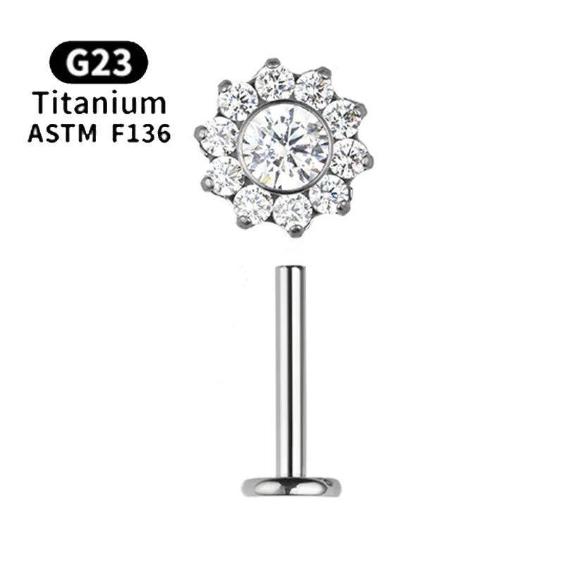 1pcs ASTM F136 Titanium 16G CZ Labret Medusa Monroe Piercing Helix Cartilage Conch Tragus Lobe Stud Earring Piercing Jewelry