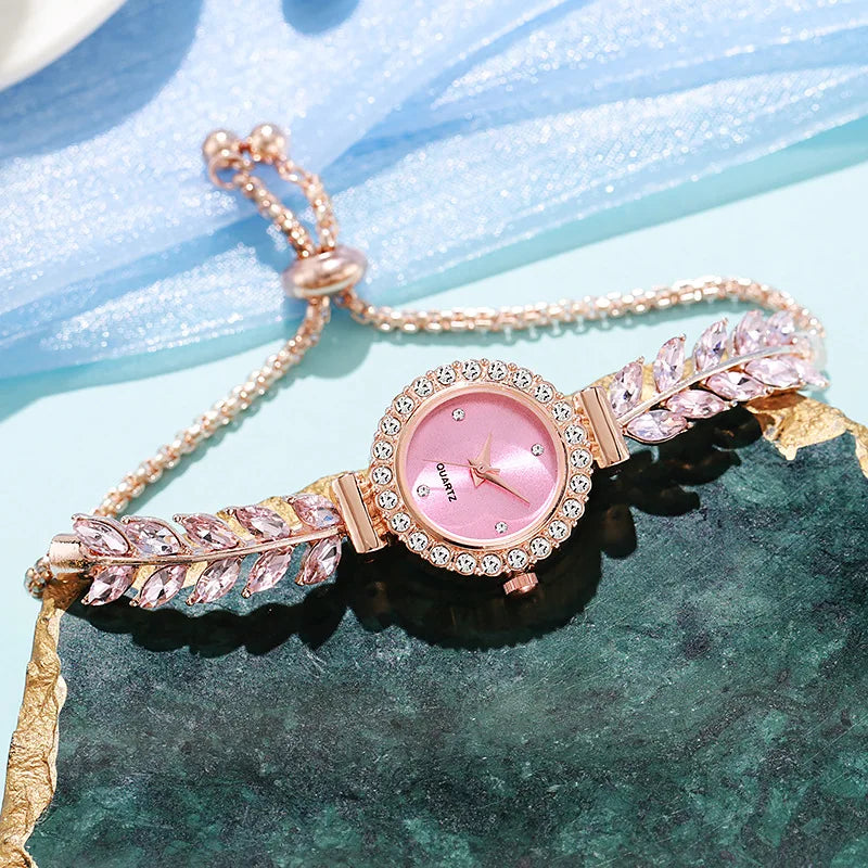 Women's Bracelet Watches Ladies Fashion Quartz Wrist Watch Round Mini Women Watch Gifts for Women(Without Box)