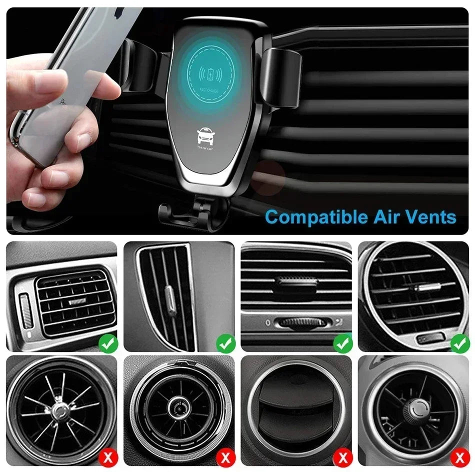 Wireless Charging Phone Car Holder Charger 30W For iPhone 15 14 13 12 11 Pro XS Max XR Samsung Xiaomi Fast Car Wireless Chargers