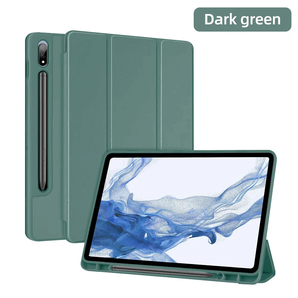 For Samsung Galaxy Tab Case Silicone Tablet Cover for S7/S8/S9 11in S7/S8/S9 Plus 12.4in S6Lite Magnetic Case With Pen Slot