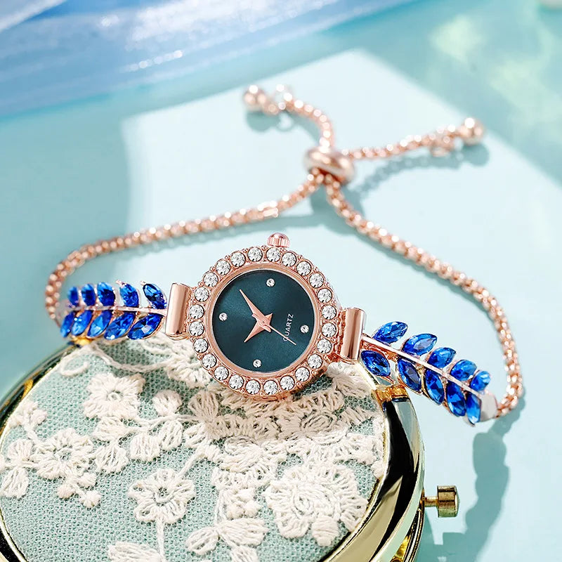 Women's Bracelet Watches Ladies Fashion Quartz Wrist Watch Round Mini Women Watch Gifts for Women(Without Box)