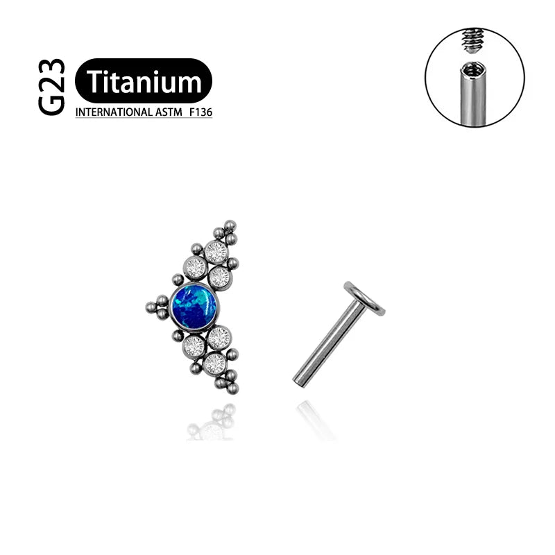 Titanium G23 Zircon Opal CZ Labret Internally Threaded Earring Helix Tragus Cartilage Prevent-allergies Ear Piercing Jewelry