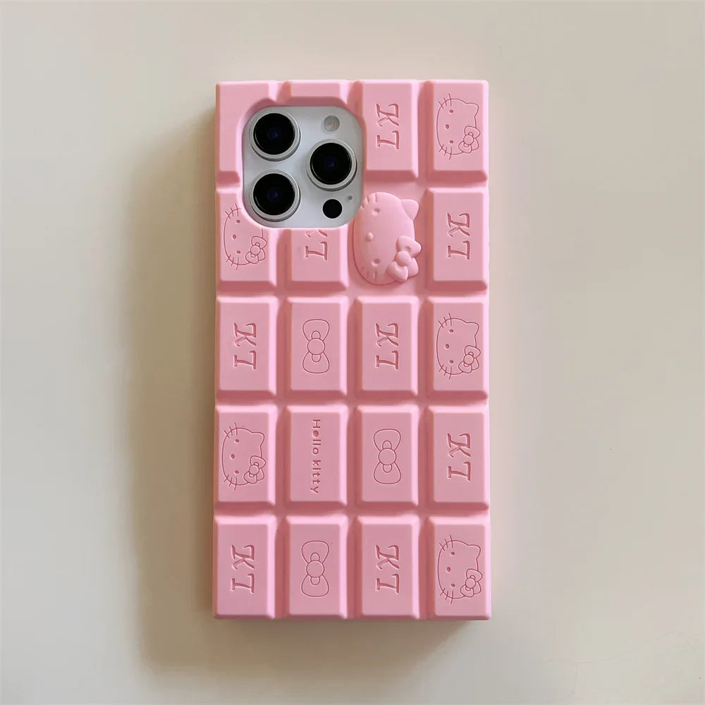 Cartoon Chocolate Hello Kitty Rilakkuma Bear Phone Case Funny Soft Silicone Cover For 16 15 14 Plus 13 12 11 Pro Max X XR Xs Max