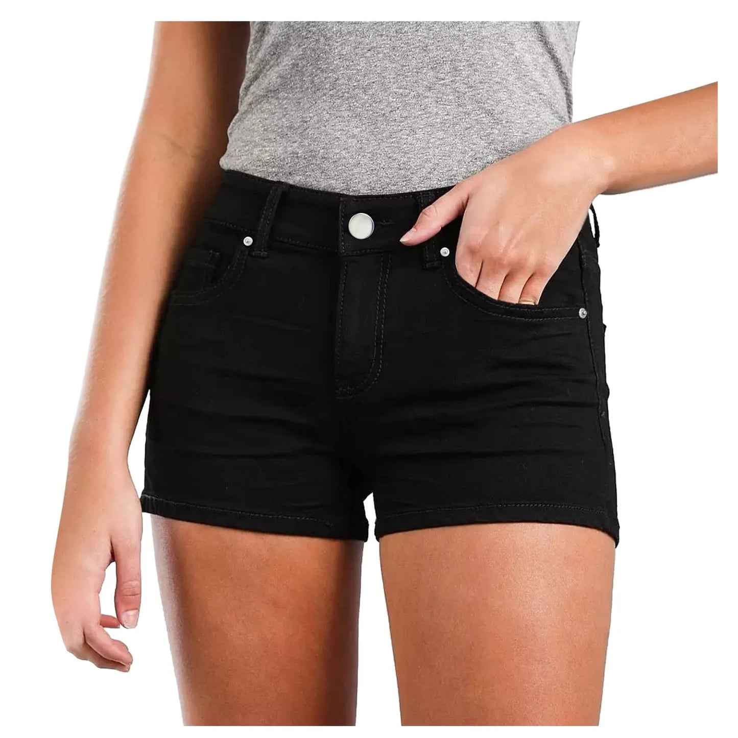 Womens Casual Fashion Slim Pockets Shorts Wrap Buttocks Solid Black Jeans Shorts Women'S Y2k Summer High Waist Casual Shorts