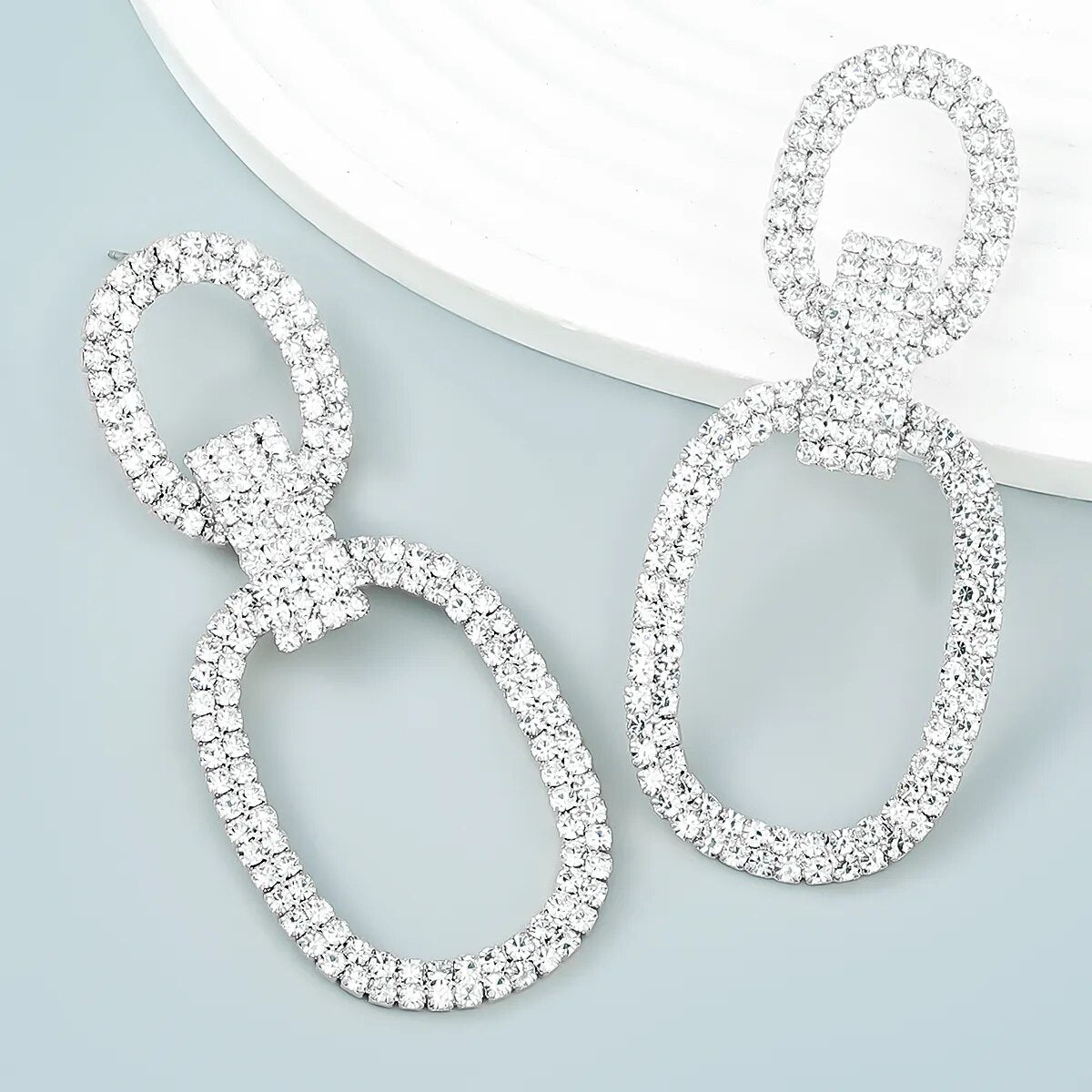 Fashion New Shiny Double-Sided Hanging Hollow Rhinestone Earrings Pendant Temperament women's Jewelry