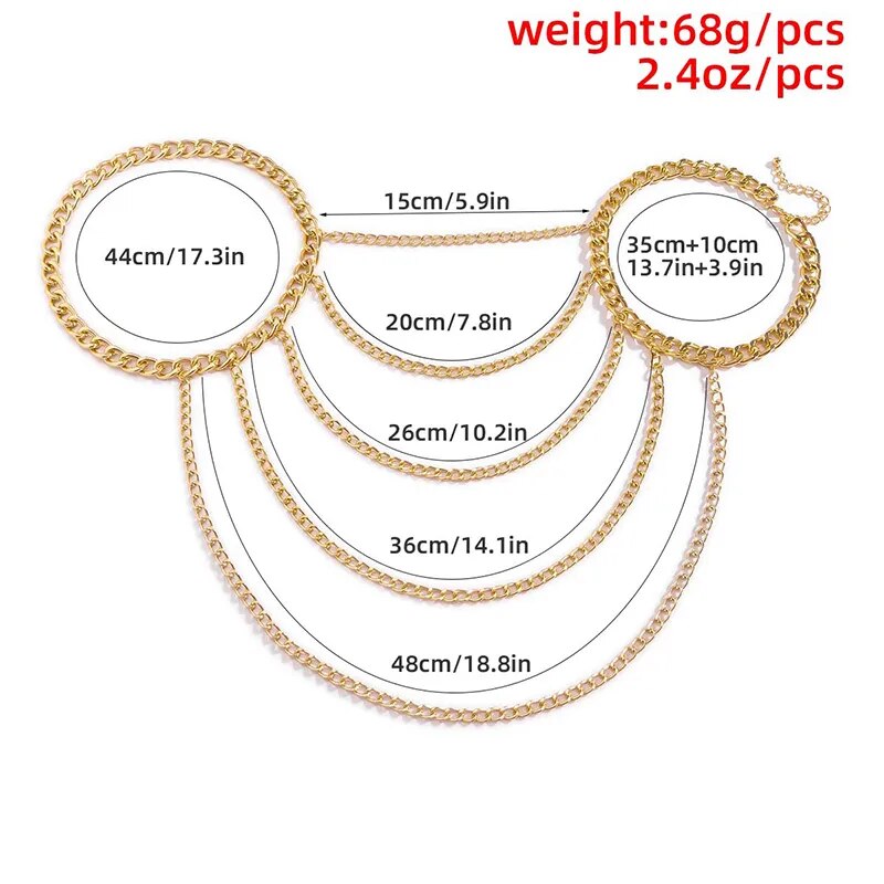 New Fashion Trend Halter Chain Clavicle Necklace Sexy Geometry U-shaped Tassel One-shoulder Body Chain for Party Woman Jewelry