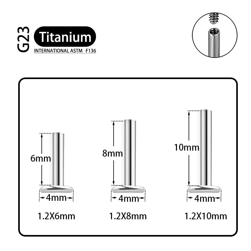 Titanium G23 Zircon Opal CZ Labret Internally Threaded Earring Helix Tragus Cartilage Prevent-allergies Ear Piercing Jewelry