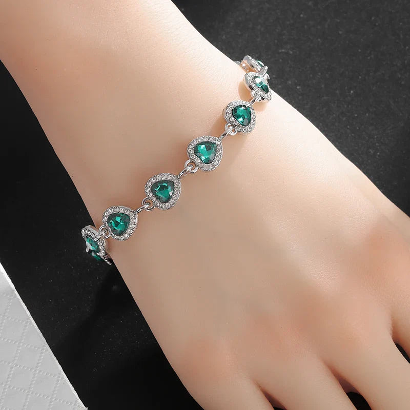 Exquisite Shiny Heart Shaped Zircon Bracelet Women Fashion Elegant Wedding Party Jewelry Girls Gift