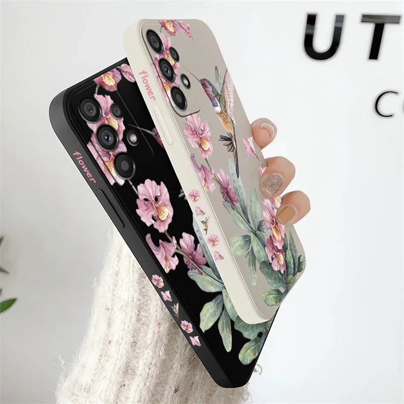 Flowers Silicone Case For Samsung Galaxy A54 A53 A73 A71 A72 A52 A32 A33 A34 A31 A24 A20S A42 Shockproof Phone Soft Cover Coque